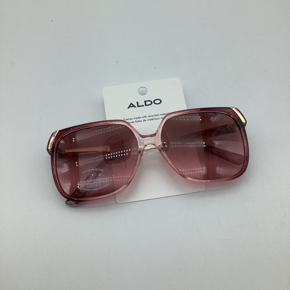 Aldo IVIY 601 Pink Oversized Square‎ Sunglasses UV400 Frames Gold Detail New